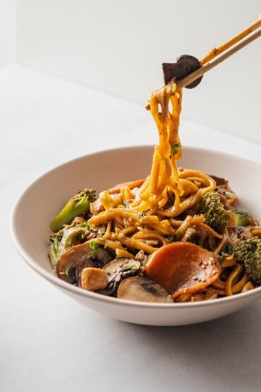 saucy gochujang noodles with chicken
