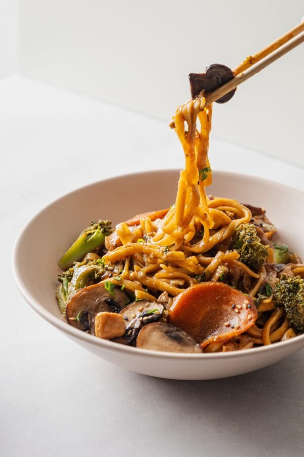 saucy gochujang noodles with chicken